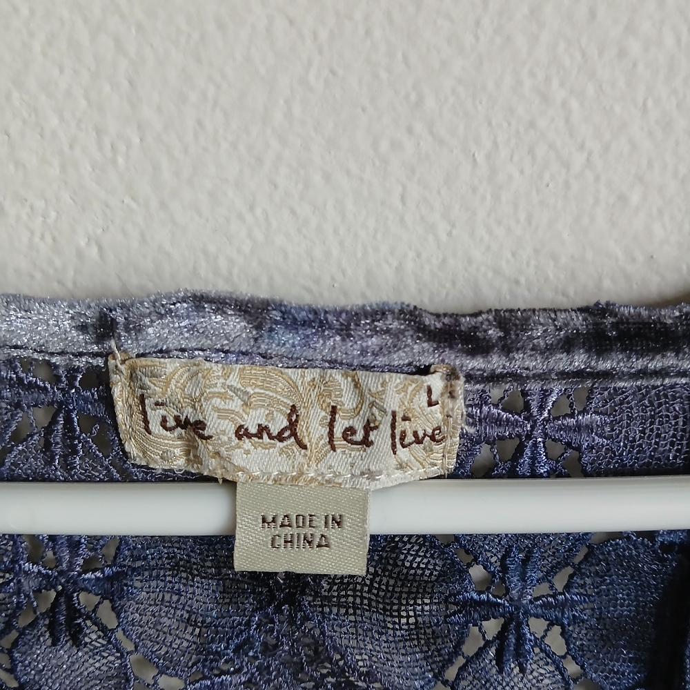 Live and Let Live Top Velour Size Large Whimsigoth Artsy Boho - Picture 4 of 14
